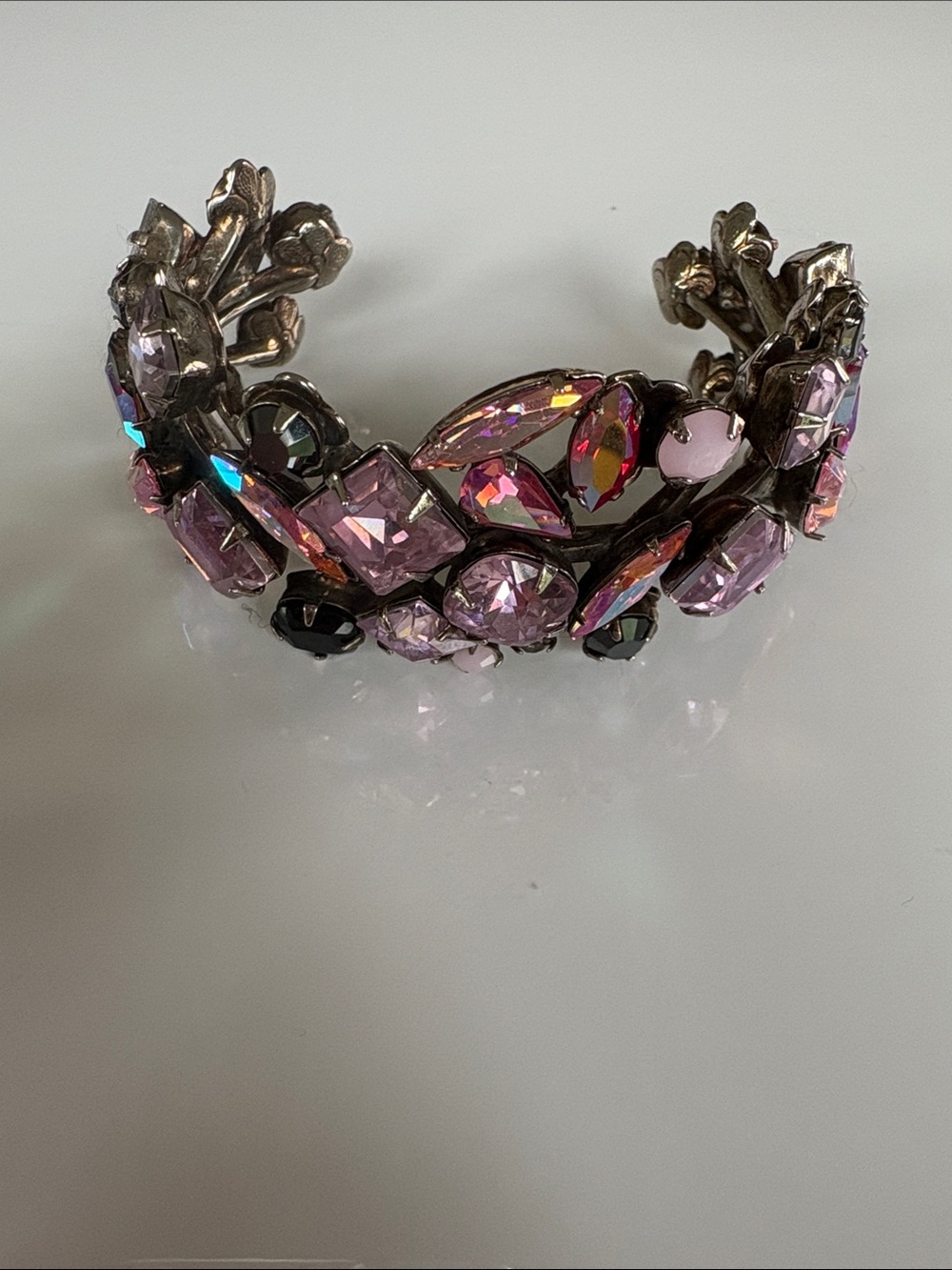 Vintage Sorrelli Pink and Black Crystal Cuff Bracelet - Picture 12 of 14